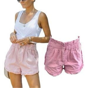 Shinestar Bubblegum Pink Ruffle Jean Paper-bag Shorts Size Small